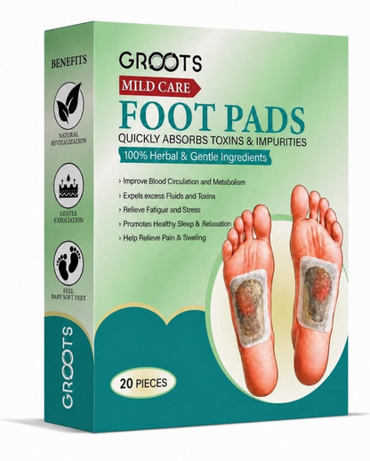 GROOTS Premium Foot pads, Foot Patches Stress Relief Patch Solution, Toxin Remover cleansing , Pain Relief ,Weight Loss Sleep Patch for Detoxification, For Men & Women (1 BOXES = 20 Patches) (Buy 1 Get 1)