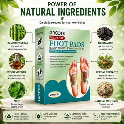 GROOTS Premium Foot pads, Foot Patches Stress Relief Patch Solution, Toxin Remover cleansing , Pain Relief ,Weight Loss Sleep Patch for Detoxification, For Men & Women (1 BOXES = 20 Patches) (Buy 1 Get 1)